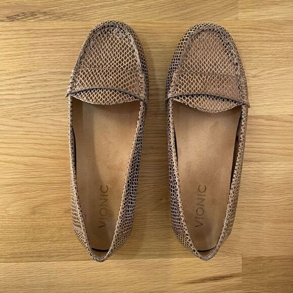 Vionic Larrun Loafer Womens Size 6 Gold Bronze Metallic Snake Slip On Shoe Comfo - Picture 5 of 12